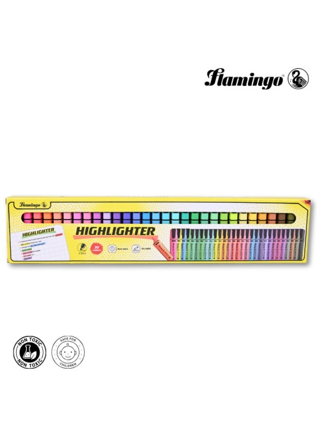 Flamingo Highlighters - 30 Assorted Colors - Quick-Drying & Non-Toxic - Image 1