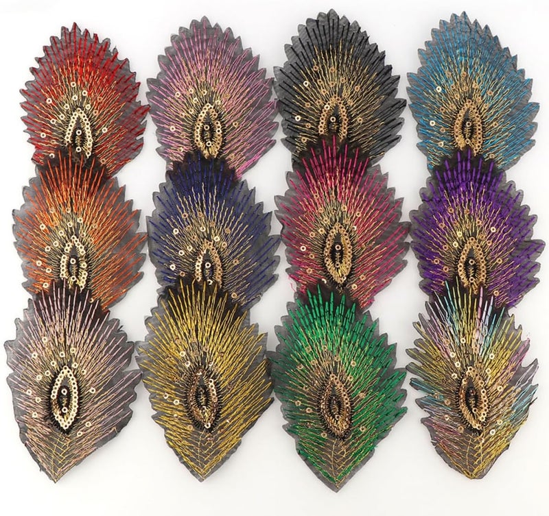12pcs Sequin Bird Plume Embroidered Cloth Patches DIY Clothes Decoration Sewing Appliques for Clothing Bags Crafts Random Color - Image 3
