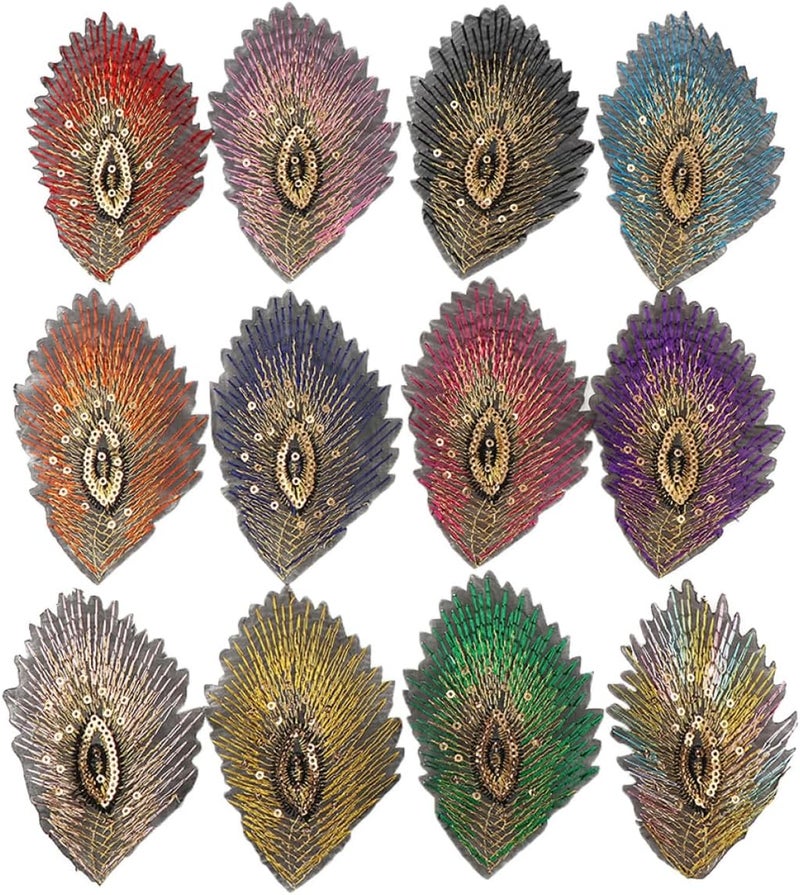 12pcs Sequin Bird Plume Embroidered Cloth Patches DIY Clothes Decoration Sewing Appliques for Clothing Bags Crafts Random Color - Image 1