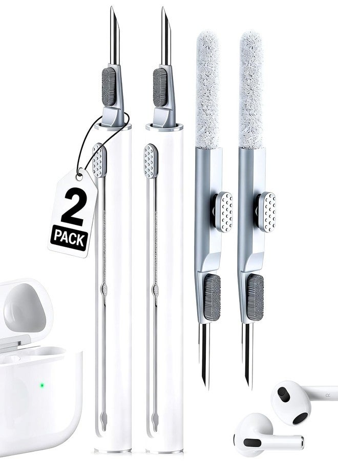 أكيكي طقم تنظيف سماعات AirPods، عبوة من قطعتين، طقم تنظيف سماعات الأذن لسماعات AirPods Pro 1 و2 و3، قلم تنظيف متعدد الوظائف مع فرشاة ناعمة وإسفنجة قطنية لسماعات الأذن اللاسلكية، iPhone 17 و16، الكمبيوتر المحمول، الكاميرا (أبيض نقي) - Image 1