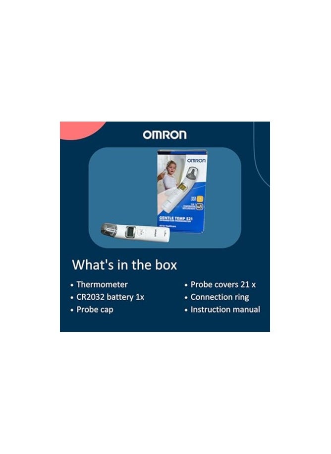 Omron Omron Gentle Temp 521 Ear Thermometer – 3-in-1 Infrared, 1-Second Read, 25 Memory, Backlight  - Image 3