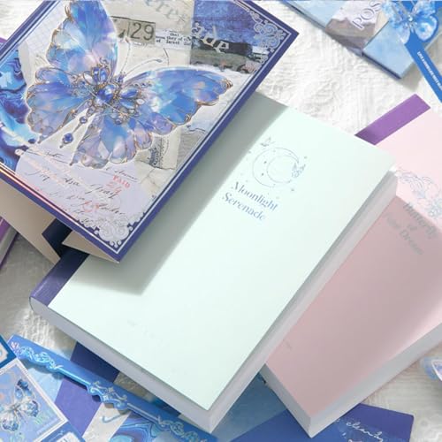 Mluffy Blue Butterfly Aesthetic journaling kit, Scrapbook Journal Set, DIY Paper Stickers Craft Kits for Journal kit, Aesthetic Sticker, Scrap Book and Notebook Collage (Blue Butterfly) - Image 5