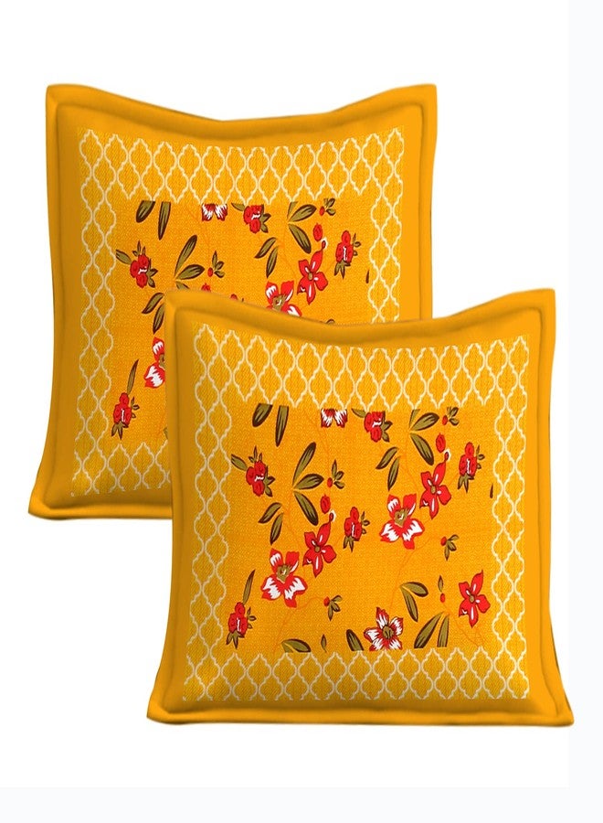 EarlyMart Cotton Rajasthani Jaipuri Traditional Floral King Size Double Bedsheet with 2 Pillow Covers (Yellow-2) - Image 3