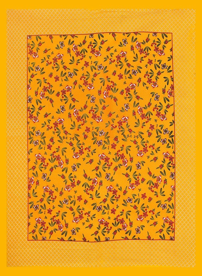 EarlyMart Cotton Rajasthani Jaipuri Traditional Floral King Size Double Bedsheet with 2 Pillow Covers (Yellow-2) - Image 4