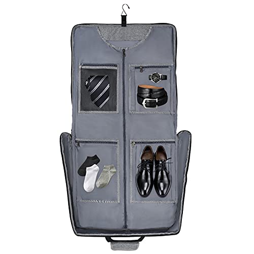 Modoker Suit Luggage Garment Bag with Shoulder Strap, Suit Carry on Bag Hanging Suitcase Garment Bags for Men Women Business Travel, Grey - Image 3