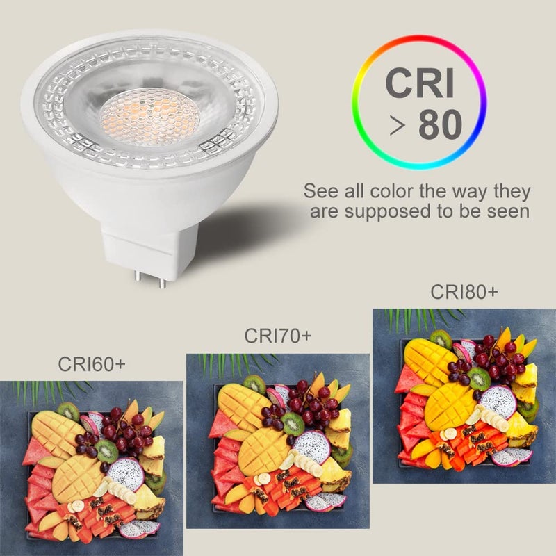 FTL مصباح LED FTL MR16 12V بديل هالوجين 50W قاعدة دبوس GU5.3 5W 5000K ضوء النهار غير قابل للتعتيم للإضاءة الخارجية وإضاءة المسار، عبوة 6 - Image 3