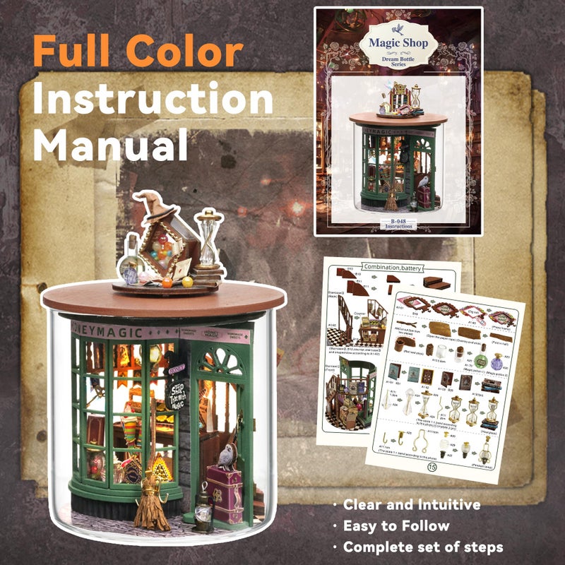 Flever Dollhouse Miniature DIY House Kit Creative Room Dream Bottle Series with Furniture for Romantic Valentine's Gift (Magical Shop) - Image 4