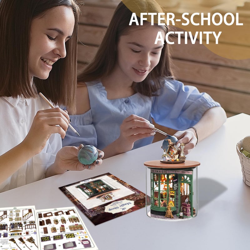 Flever Dollhouse Miniature DIY House Kit Creative Room Dream Bottle Series with Furniture for Romantic Valentine's Gift (Magical Shop) - Image 5