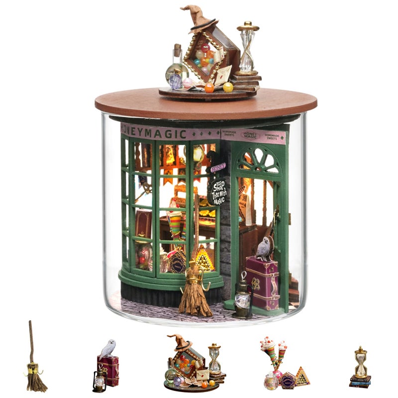 Flever Dollhouse Miniature DIY House Kit Creative Room Dream Bottle Series with Furniture for Romantic Valentine's Gift (Magical Shop) - Image 1