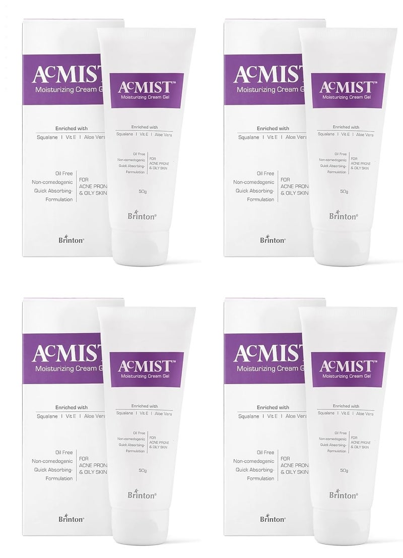 Brinton Brinton AcMist Vitamin E  Aloe Vera Based Moisturizing Cream Gel for Acne Prone and Oily Skin  Oil Free Quick Absorbing  Lightweight  50 g x Pack of 4 - Image 1