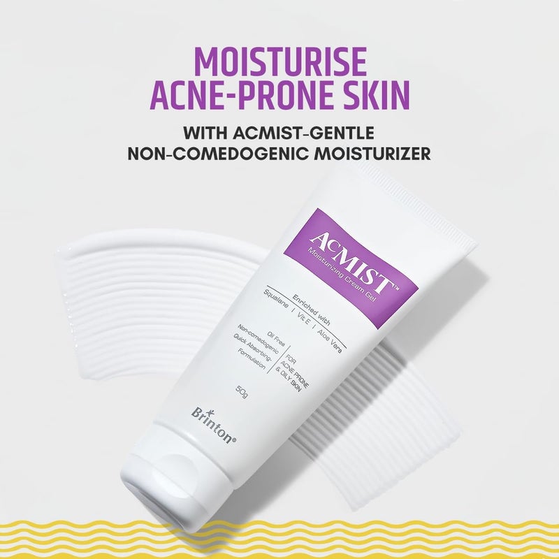 Brinton Brinton AcMist Vitamin E  Aloe Vera Based Moisturizing Cream Gel for Acne Prone and Oily Skin  Oil Free Quick Absorbing  Lightweight  50 g x Pack of 4 - Image 3