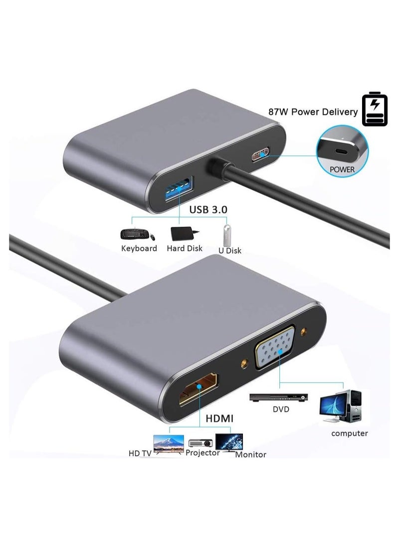 ماركة غير محددة محول USB C إلى VGA و HDMI 4 في 1 – منفذ HDMI 4K، VGA، USB 3.0، شحن PD عبر USB C  - Image 2