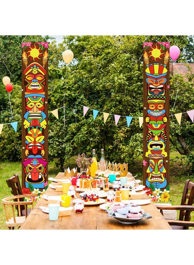 Frienda Hawaiian Luau Party Decoration Supplies Titk Banner Tiki Totem Door Sign for Hawaii Tropical Decoration Aloha Tropical Birthday Party Wall Hanging Decor Supplies - Image 3
