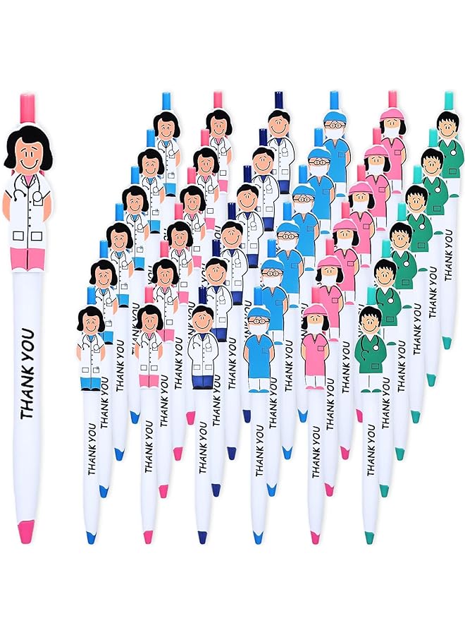 erorex 36Pcs Funny Cartoon Nurse Pens Novelty Ballpoint Pens Thank You Gifts For Doctors Nurses Medical Staff And Healthcare Workers - Image 1