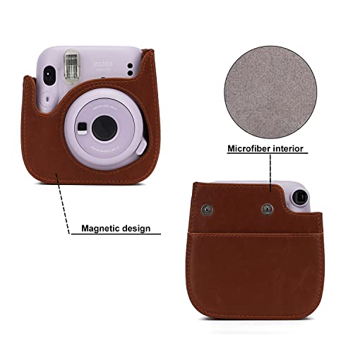 Frankmate Instant Camera Case Compatible with Fujifilm Instax Mini 11/9/8/8+ PU Leather Bag with Pocket and Adjustable Shoulder Strap Mini Photo Album (Brown) - Image 5