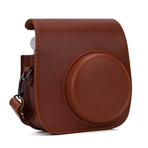 Frankmate Instant Camera Case Compatible with Fujifilm Instax Mini 11/9/8/8+ PU Leather Bag with Pocket and Adjustable Shoulder Strap Mini Photo Album (Brown) - Image 3