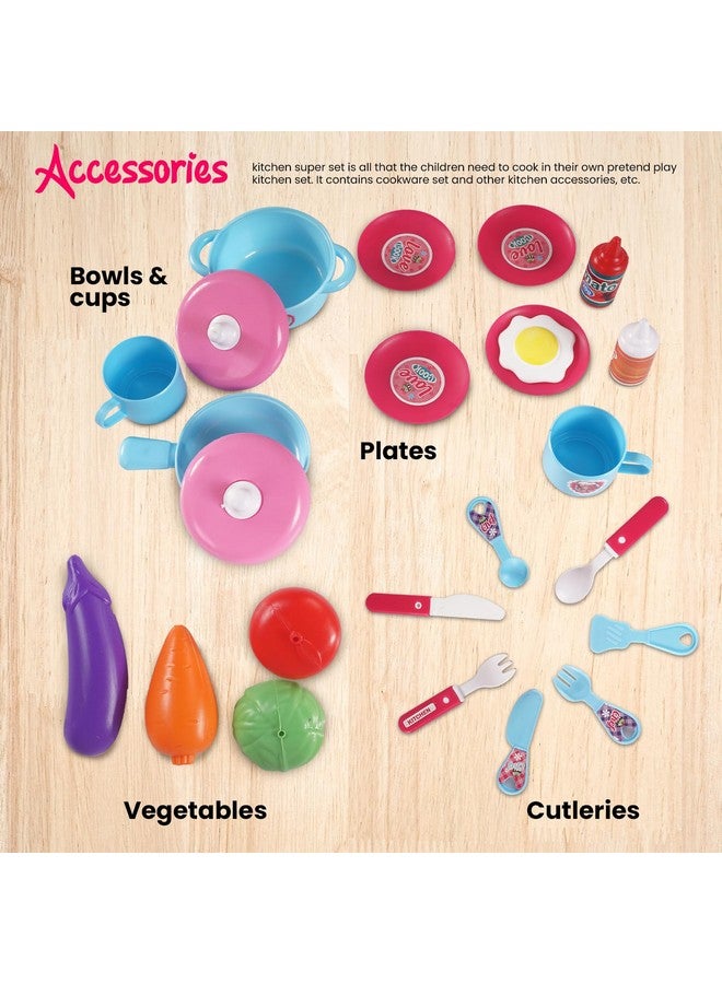 بيبي مجموعة مطبخ تظاهري 2 في 1 من بايبي للبنات، مجموعة طاهٍ صغير محمولة للعب التظاهري للأطفال، مجموعة مطبخ طبخ للعب الأدوار، ألعاب أطفال للبنات من سن 3 و4 و5 و6 سنوات - Image 4