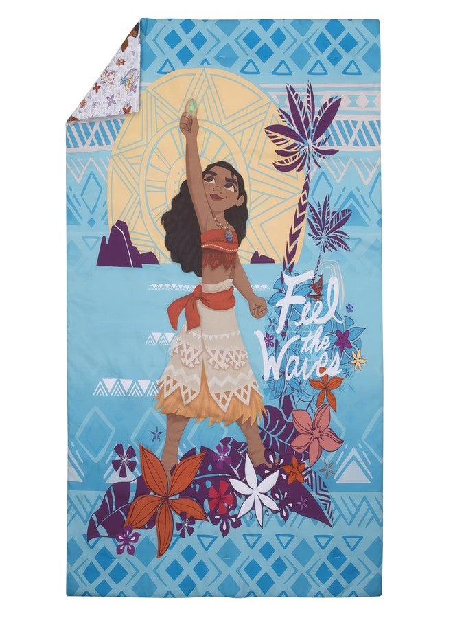 NoJo Disney Moana Free as The Ocean Aqua, Purple, Orange and White Tropical 4 Piece Toddler Bed Set - Comforter, Fitted Bottom Sheet, Flat Top Sheet, and Reversible Pillowcase - Image 2