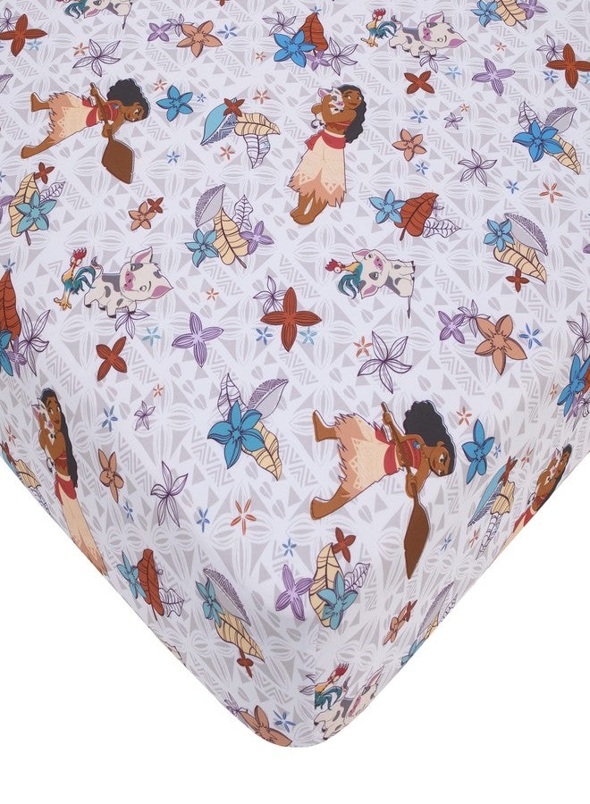 NoJo Disney Moana Free as The Ocean Aqua, Purple, Orange and White Tropical 4 Piece Toddler Bed Set - Comforter, Fitted Bottom Sheet, Flat Top Sheet, and Reversible Pillowcase - Image 3