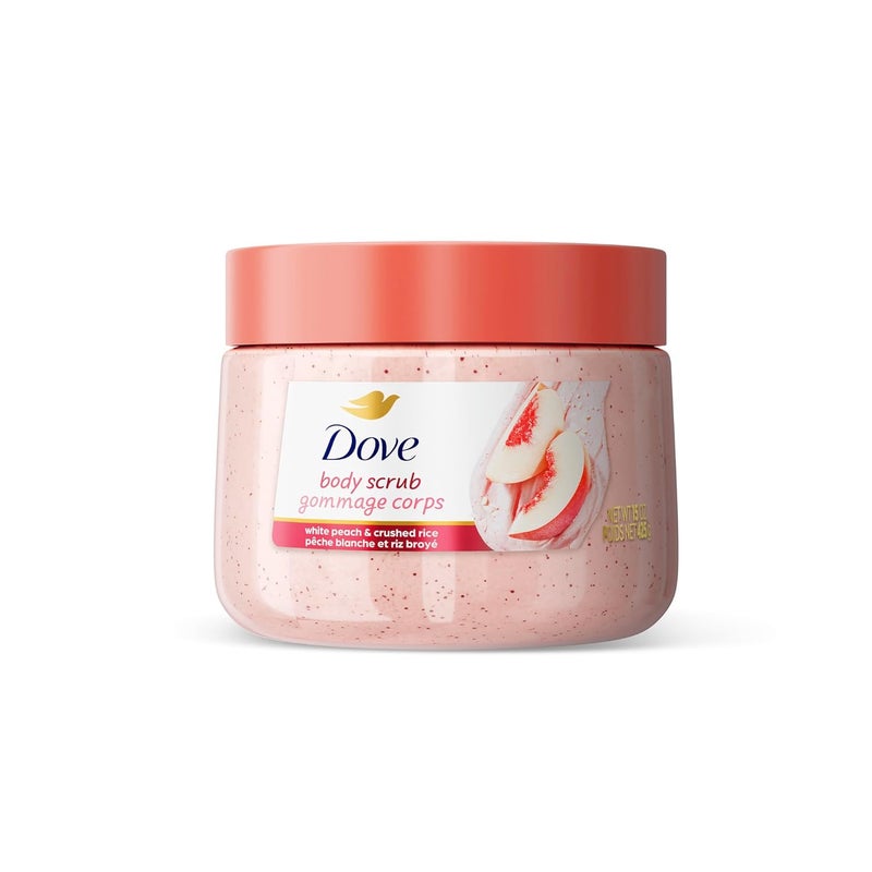 Dove White Peaches  Crushed Rice Body Scrub Exfoliates and Deeply Nourishes for Smooth Radiant Skin 15oz
