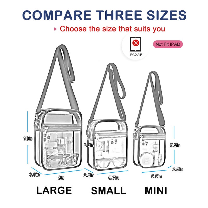 USPECLARE Clear Purse Stadium Transparent Messenger Bag Stadium Approved for Men and Women Clear CrossBody Bag - Image 3