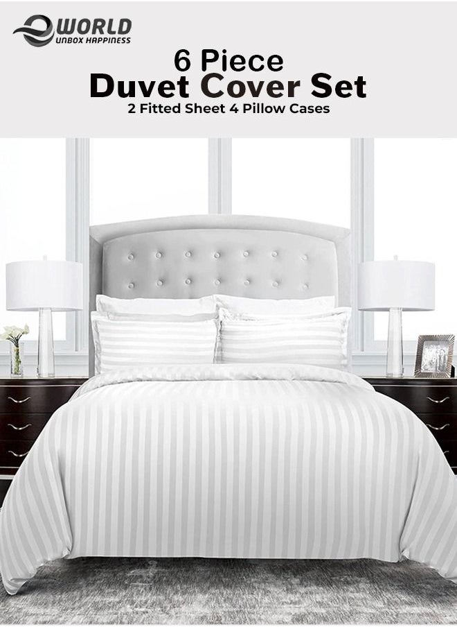 Eworld 6 Piece Premium Duvet All Season Comforter set Quilt Bedding, Microfibre Super Soft Insert White Single King Size bed 200x200 Cm  - Image 4