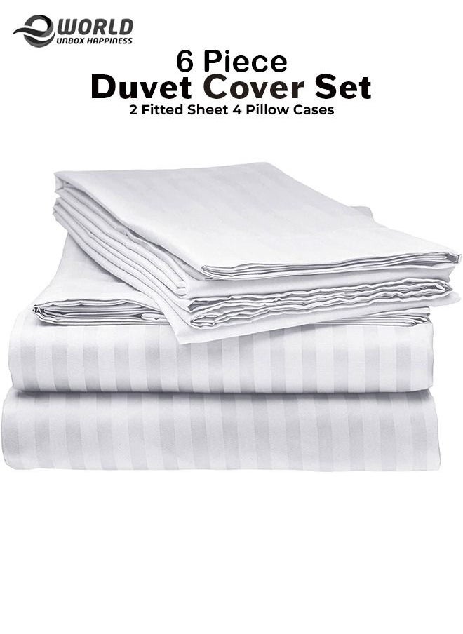 Eworld 6 Piece Premium Duvet All Season Comforter set Quilt Bedding, Microfibre Super Soft Insert White Single King Size bed 200x200 Cm  - Image 5