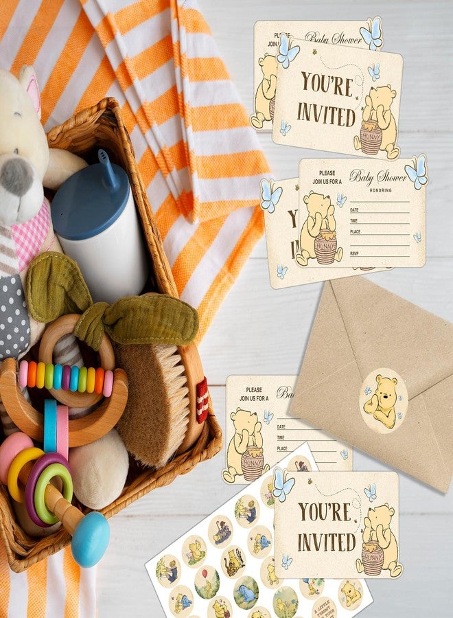 ALodr Winnie Baby Shower, Winnie Baby Shower Invitations, Winnie Invitations with Envelopes and Stickers, Winnie Birthday Party Invitations, Winnie Baby Shower Invitations Card Party Decorations Pack of 20 - Image 4