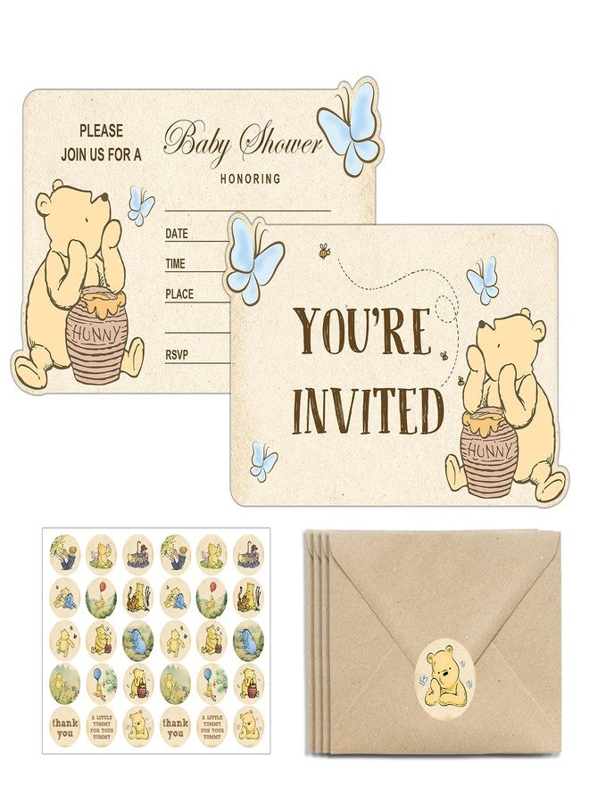 ALodr Winnie Baby Shower, Winnie Baby Shower Invitations, Winnie Invitations with Envelopes and Stickers, Winnie Birthday Party Invitations, Winnie Baby Shower Invitations Card Party Decorations Pack of 20 - Image 1