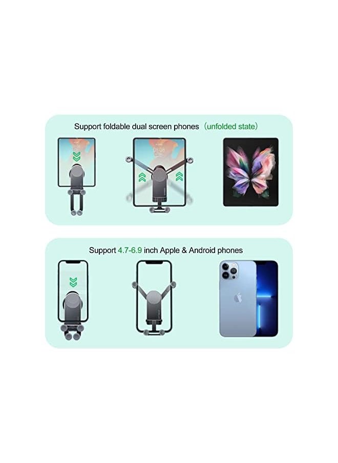 xuenair Amazing Z Fold Car Mount Universal Car Mount Aluminum,Vent Samsung Z Fold 3 Car Mount for Galaxy Z Fold 4 3 2[Without CASE] S21 S20 iPhone 13 pro max 4.7-8" Phones-Black  - Image 3