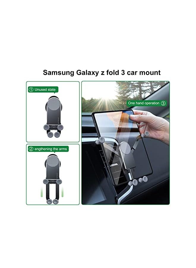 xuenair Amazing Z Fold Car Mount Universal Car Mount Aluminum,Vent Samsung Z Fold 3 Car Mount for Galaxy Z Fold 4 3 2[Without CASE] S21 S20 iPhone 13 pro max 4.7-8" Phones-Black  - Image 4