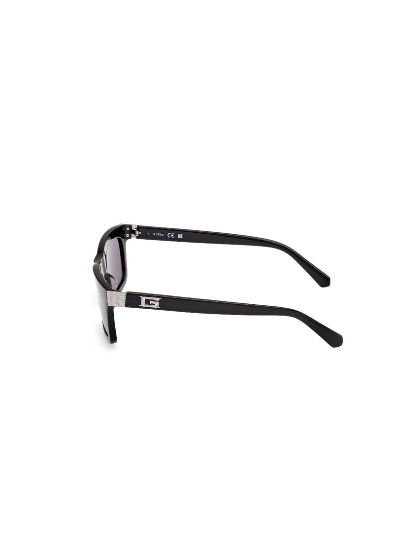 GUESS FULL RIM MALE RECTANGULAR BLACK ACETATE SUNGLASSES - Image 2