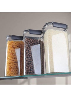 Phoenix Acrylic Refrigerator Food Container,Food box Set of3 Pieces with Airtight Lock - Clear Silicone Sides -3 * 1700ml Black  - Image 5