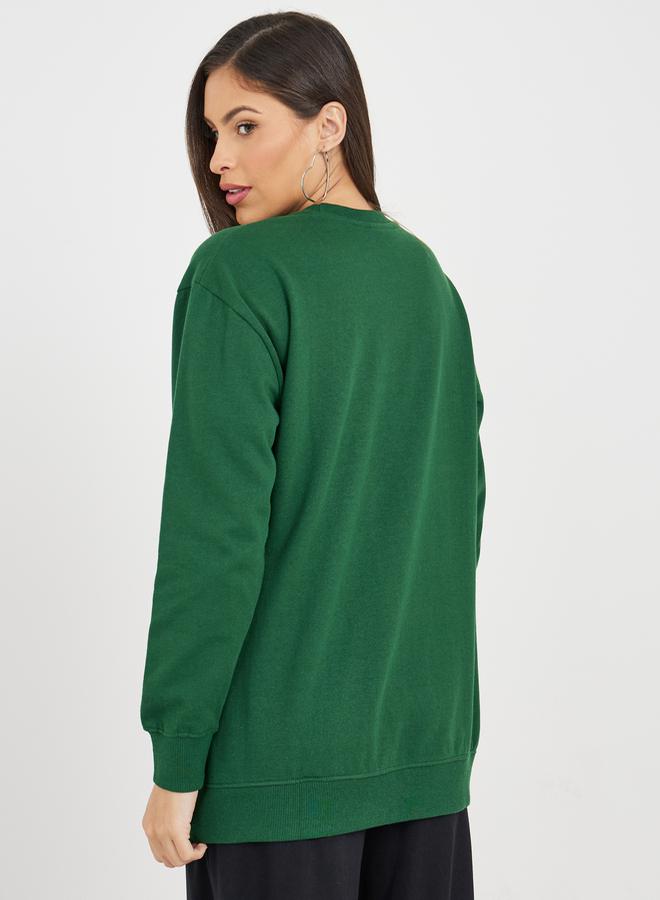 Styli Regular Fit Longline Slogan Sweatshirt  - Image 5