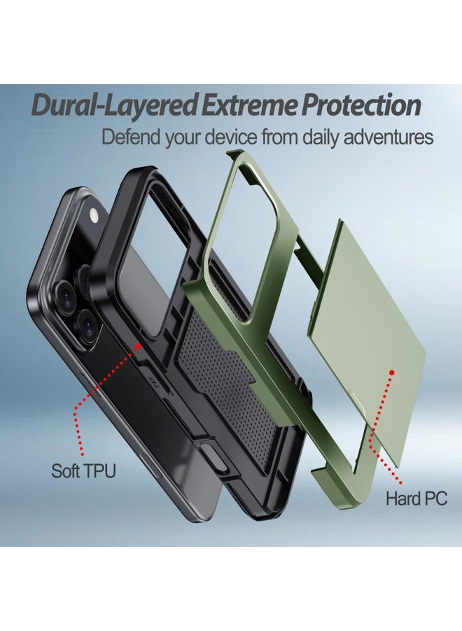 Benbenjaytek for iPhone Pro Max Wallet Case with Card Holder + 2 Tempered Glass Screen Protector Protective Shockproof Hidden Card Slot Slim Case Women Men for iPhone Pro Max 6.7 (Deep Green) - Image 2