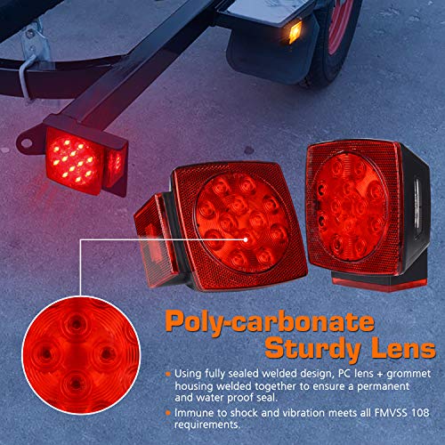 WoneNice LED Submersible Boat Trailer Tail Light and Wiring Kit, Combined Stop, Taillights/Running, Turn Function, DOT Compliance, IP67 Waterproof - Image 3