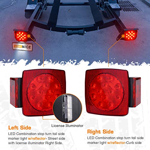 WoneNice LED Submersible Boat Trailer Tail Light and Wiring Kit, Combined Stop, Taillights/Running, Turn Function, DOT Compliance, IP67 Waterproof - Image 4