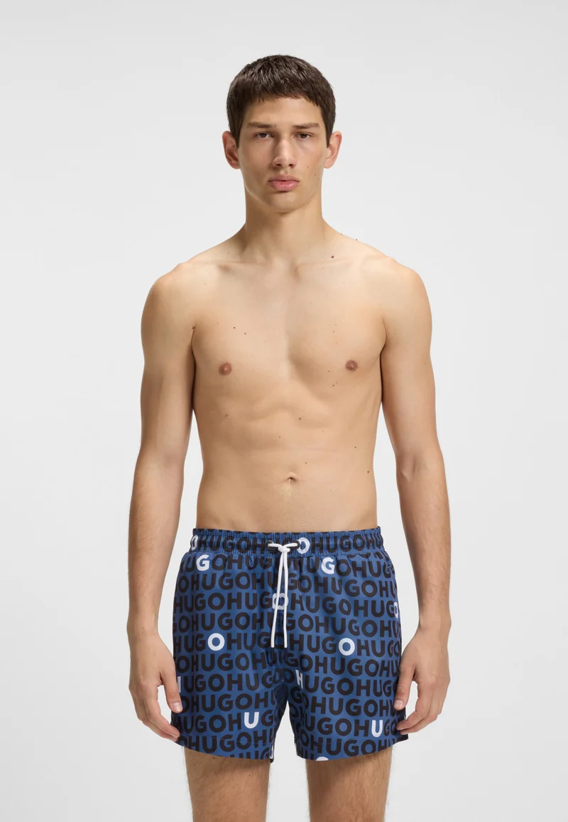 HUGO Logo-print swim shorts with drawcord