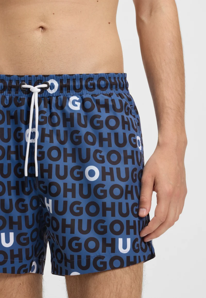 HUGO  Logo-print swim shorts with drawcord for Men | Best Price UAE