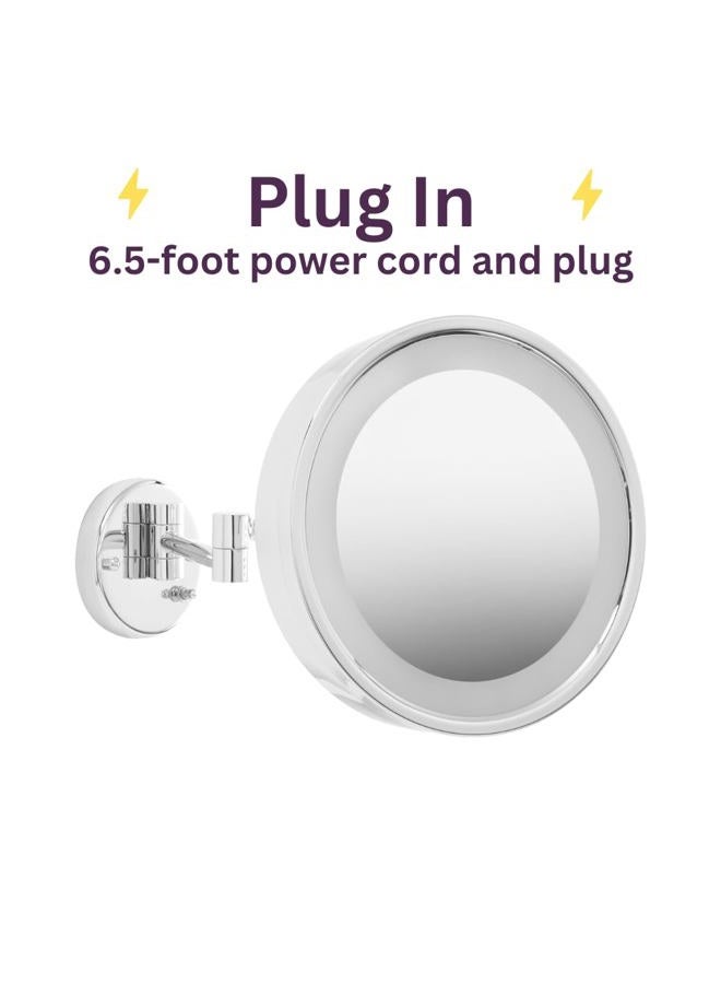 Jerdon HL7CF 9.75-Inch Lighted Wall Mount Makeup Mirror with 3x Magnification, Chrome Finish - Image 2