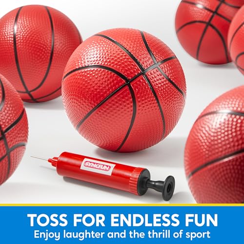 SYNCFUN 5" Mini Basketball Set, 6 PCS Small Ball with Pump for Mini Basketball Hoop, Rubber Toy Ball for Pool, Indoor and Outdoor Games, Sports Toys for Toddlers and Teenagers - Image 2