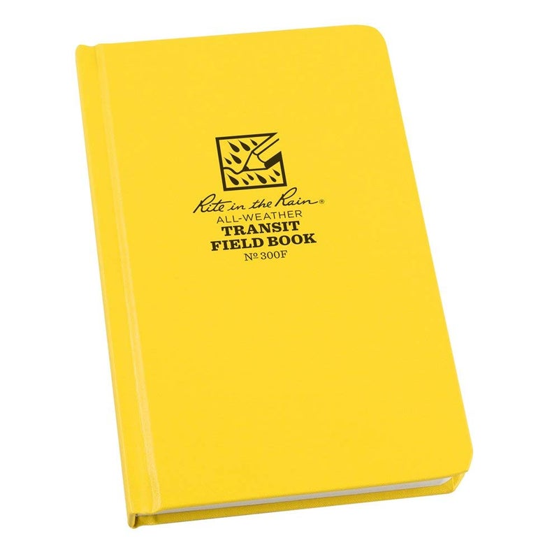 Rite in the Rain Weatherproof Hard Cover Notebook, 4.75" x 7.5", Yellow Cover, Transit Pattern (No. 300F) - Image 1