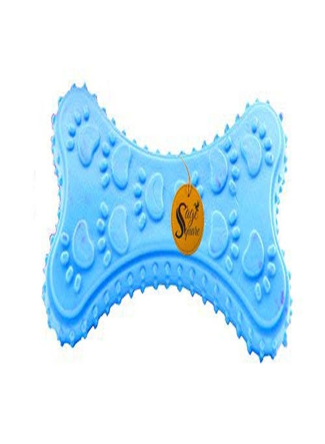 Sage Square Natural Rubber Squeaky Toy Cum Chew Bone Shape Toy for Dog/Puppy/Cat/Kitten (Blue) - Image 3