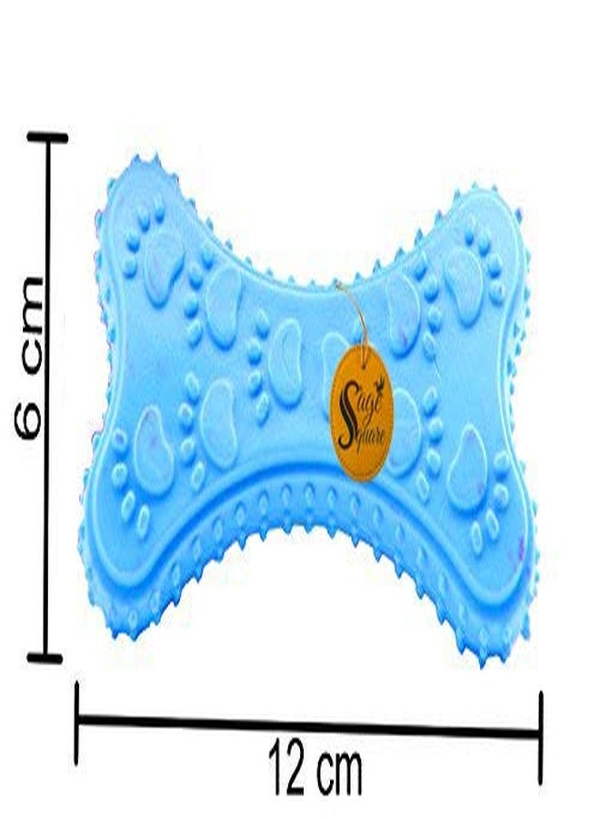 Sage Square Natural Rubber Squeaky Toy Cum Chew Bone Shape Toy for Dog/Puppy/Cat/Kitten (Blue) - Image 4