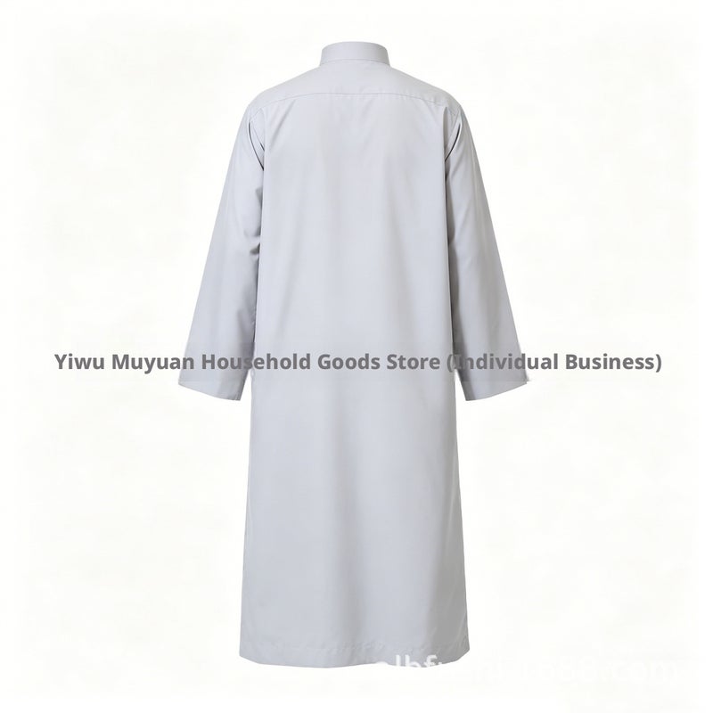 Men's Polycotton Solid Long Kurta with Mandarin Collar, Half Button Placket, Pocket, Relaxed Fit, Long Sleeve - Image 5
