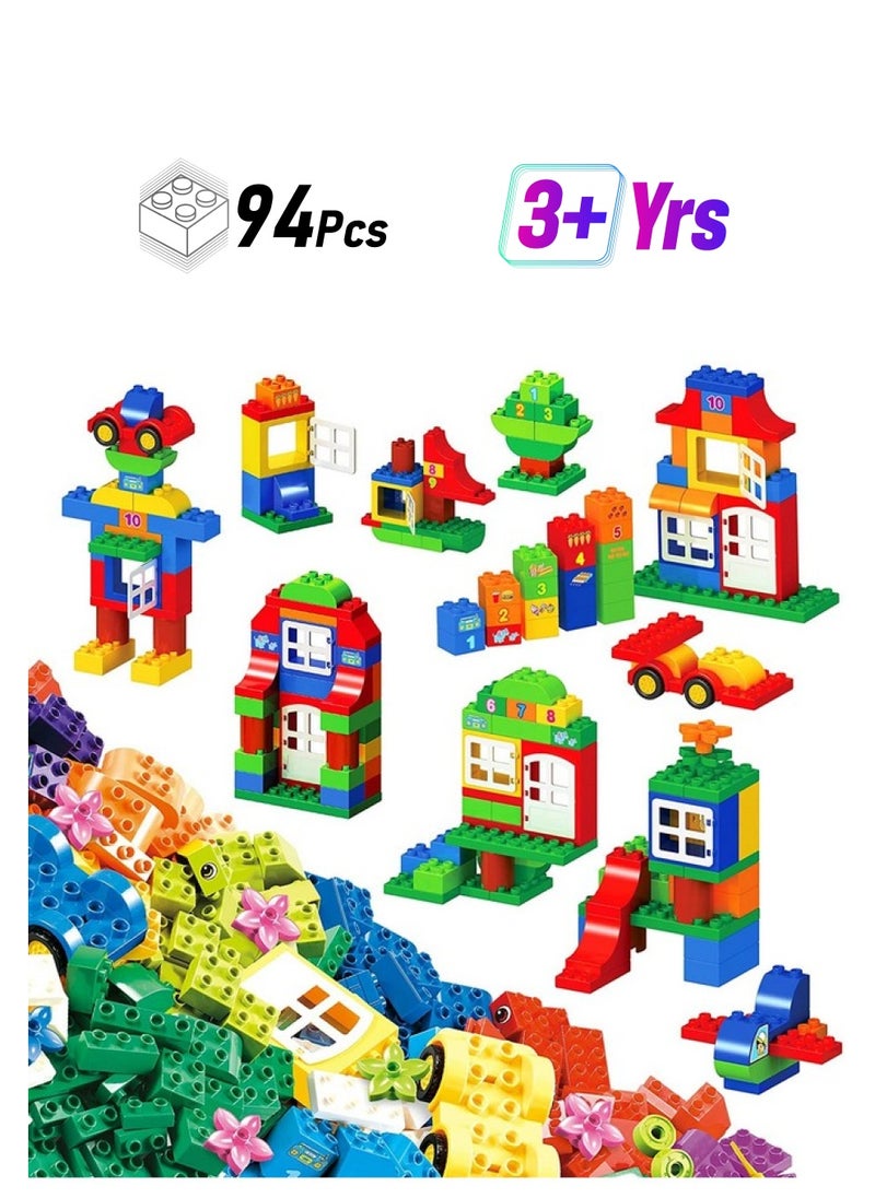 EP EXERCISE N PLAY Large Building Blocks Set 94 Pcs Classic Big Blocks Stem Toy Bricks Kids Preschool Toy Early Learning First Building Blocks Ideal Great Gift For Toddler Boys Girls Age 345678+  - Image 1