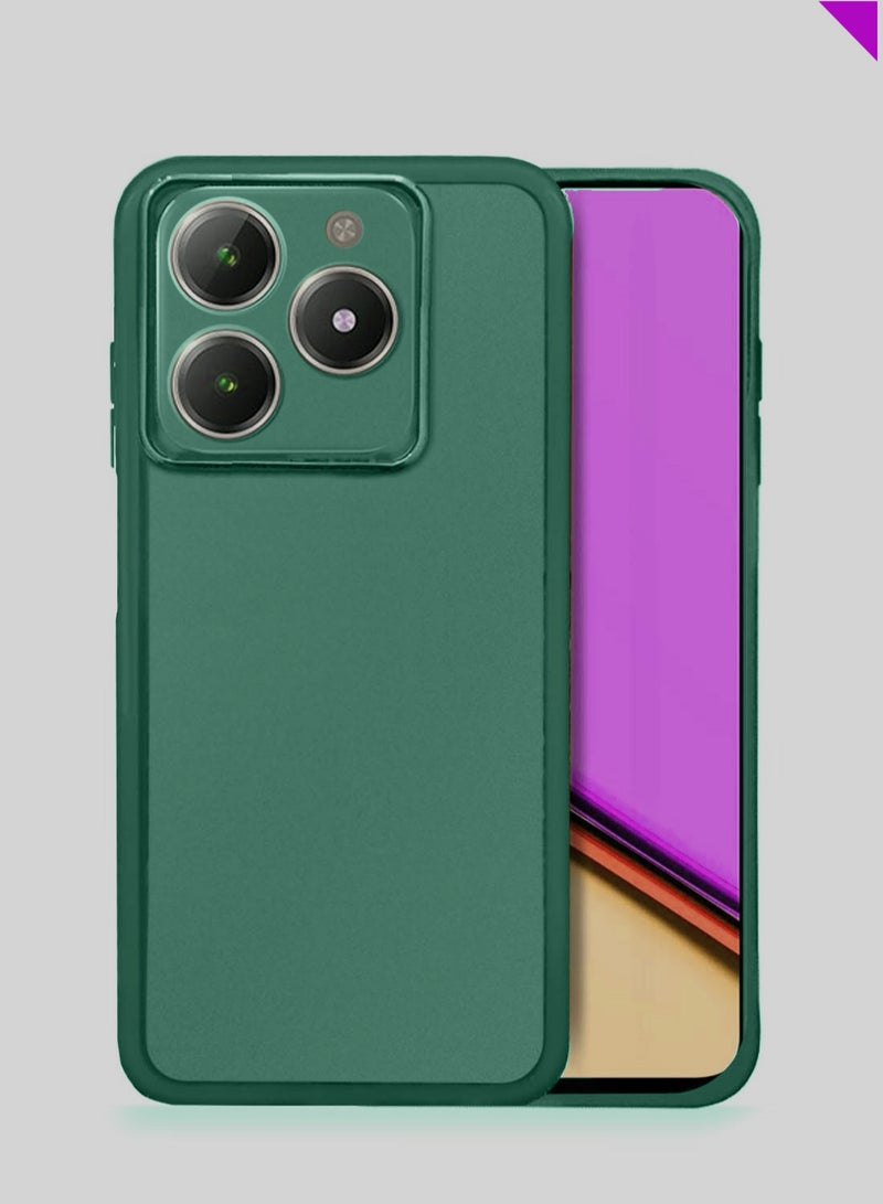 Wtech Realme C61 / Realme Narzo N61 / Realme Note 60 4G 2024 Soft Transparent TPU Silicone Ultra Thin Phone Stylish Electroplated Camera Border Back Case Cover - Dark Green