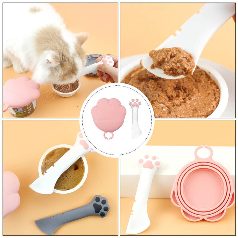 Stainless Steel Pet Food Can Opener Spoon And Lid Set For Cats Dogs Freshness Storage - Image 4