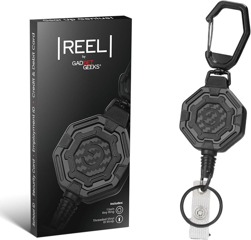 GADGET GEEKS The Ultimate Retractable ID & Keychain Carabiner â€“ Big Clip, 32â€ Steel Cord, Unbeatable Durability - Perfect for Office, School, Hospital, Construction, Recreation, 8oz, 1 Pack - Image 1
