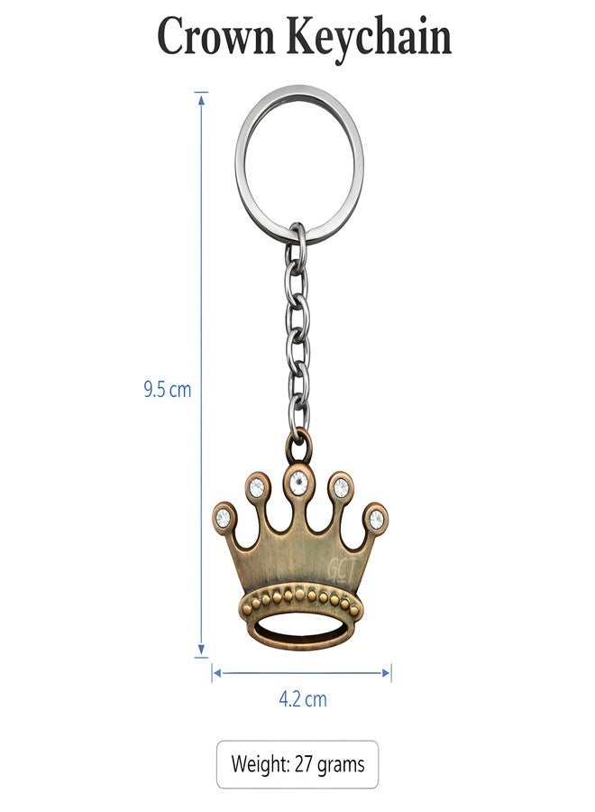 GCT Crown Design Metal Keychain (KC-1) Antique Gold Metal Key Ring for Men Women, Car & Bike Keys - Image 3